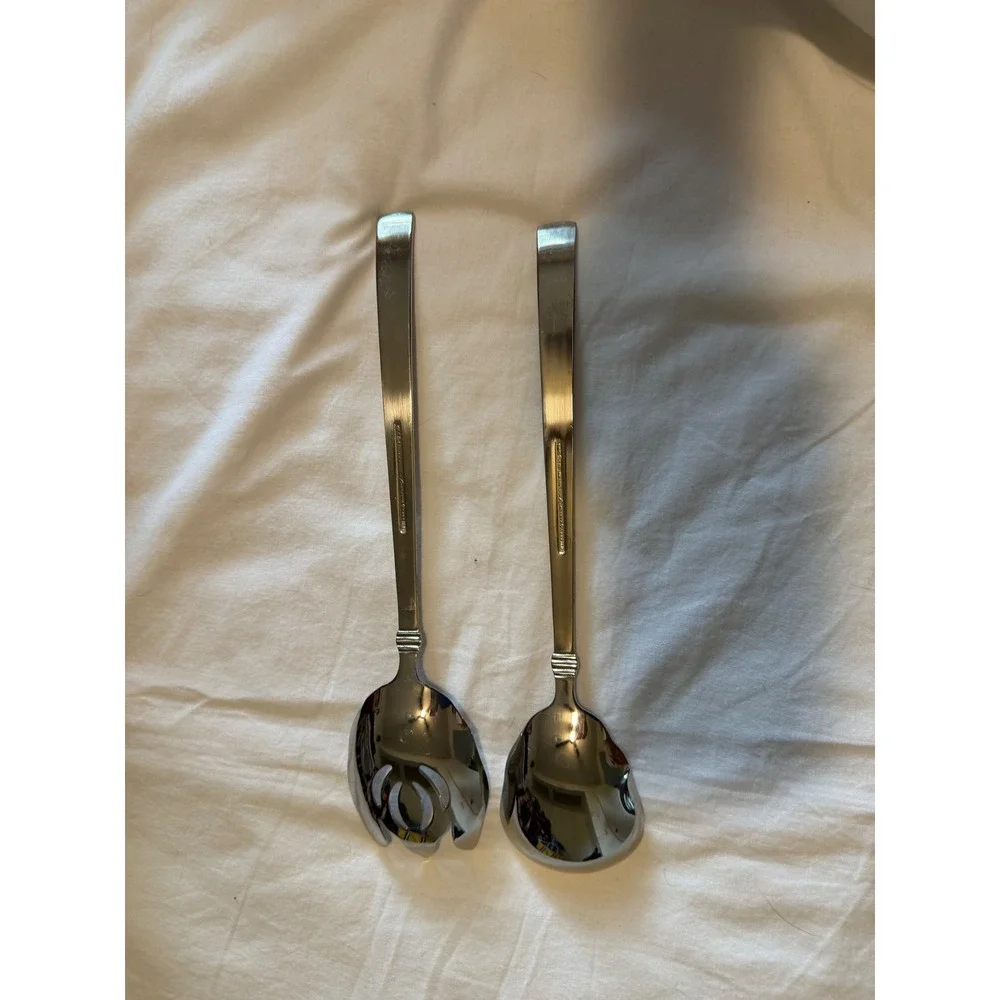 Reed & Barton Northland 18/10 Stainless‎ Steel Salad Servers Serving Set 12.5in